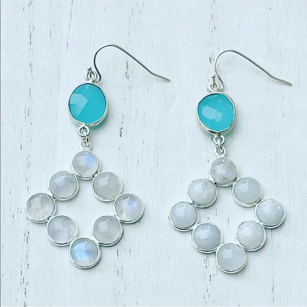 Luvleigh designs - aqua chalcedony & moonstone earrings
